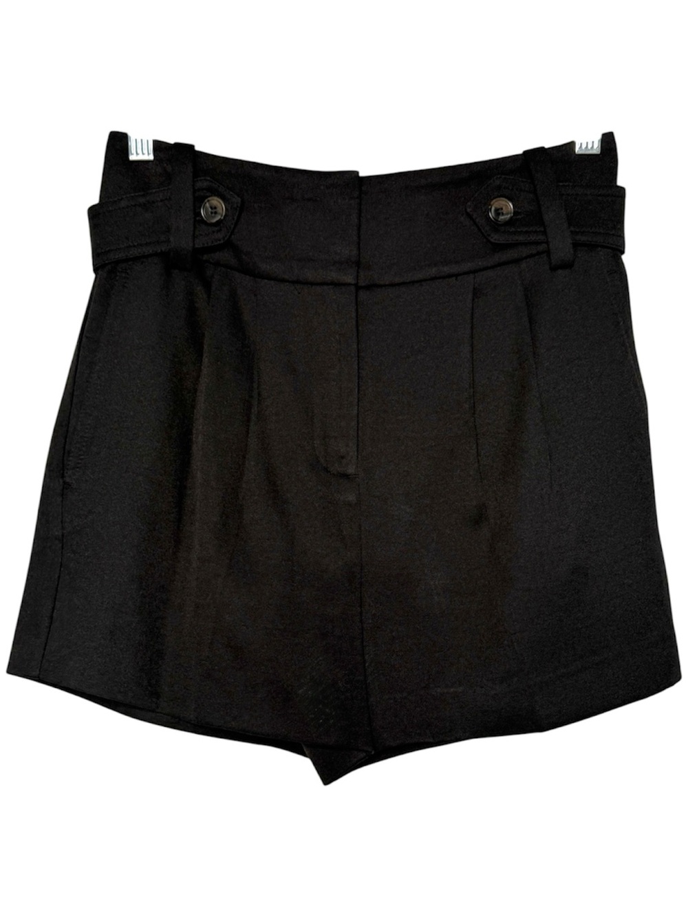 Reiss Black High-Waist Pleated Tailored Shorts